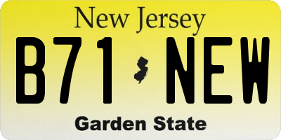NJ license plate B71NEW