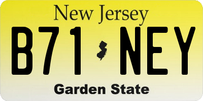 NJ license plate B71NEY