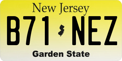 NJ license plate B71NEZ