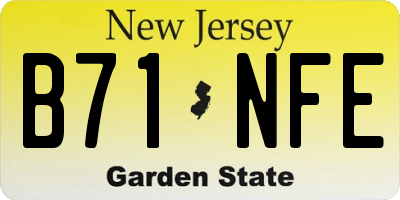 NJ license plate B71NFE