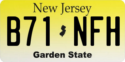 NJ license plate B71NFH
