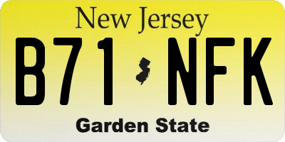 NJ license plate B71NFK