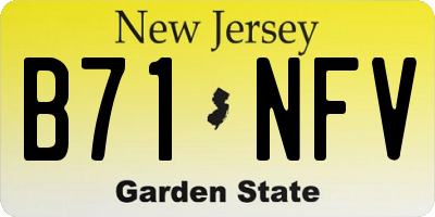 NJ license plate B71NFV
