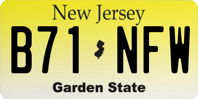 NJ license plate B71NFW