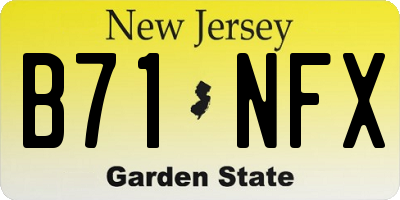NJ license plate B71NFX