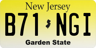 NJ license plate B71NGI