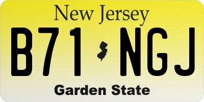 NJ license plate B71NGJ