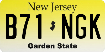 NJ license plate B71NGK