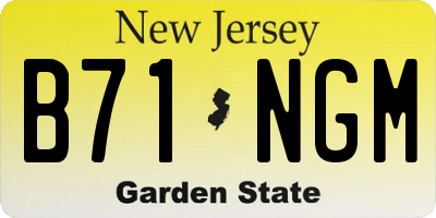 NJ license plate B71NGM