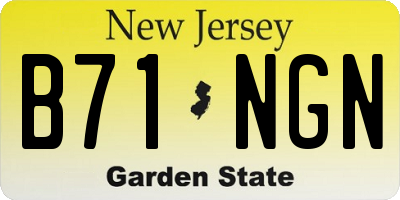 NJ license plate B71NGN