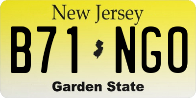 NJ license plate B71NGO