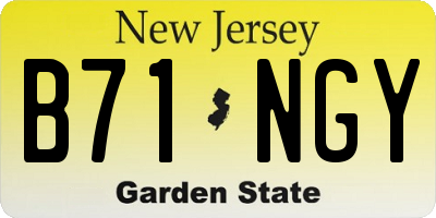 NJ license plate B71NGY