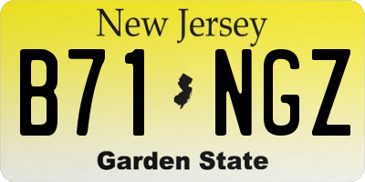 NJ license plate B71NGZ