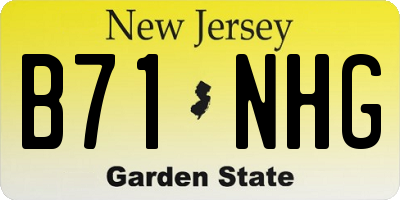 NJ license plate B71NHG
