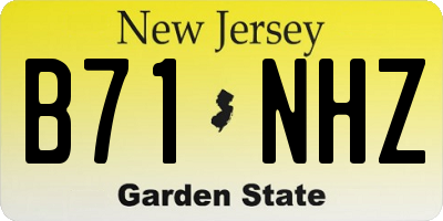 NJ license plate B71NHZ