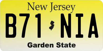 NJ license plate B71NIA