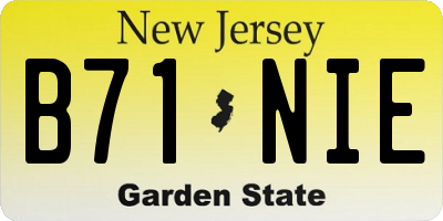 NJ license plate B71NIE
