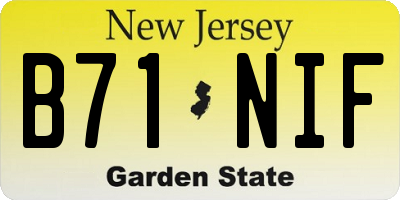 NJ license plate B71NIF
