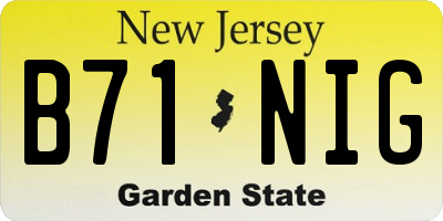 NJ license plate B71NIG