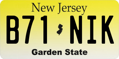 NJ license plate B71NIK
