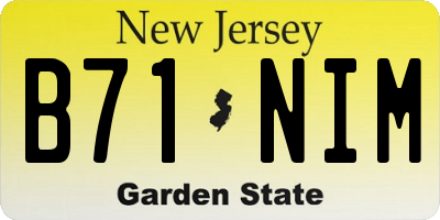 NJ license plate B71NIM