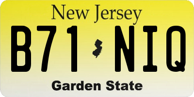 NJ license plate B71NIQ