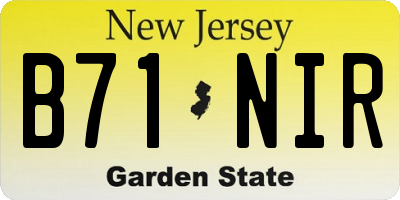 NJ license plate B71NIR