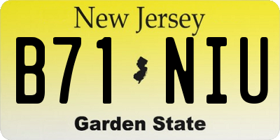NJ license plate B71NIU