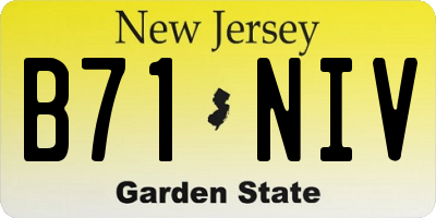 NJ license plate B71NIV