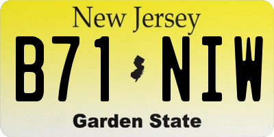 NJ license plate B71NIW