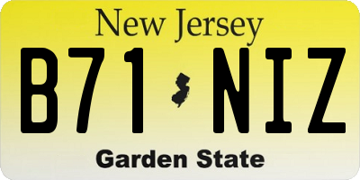 NJ license plate B71NIZ