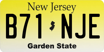 NJ license plate B71NJE