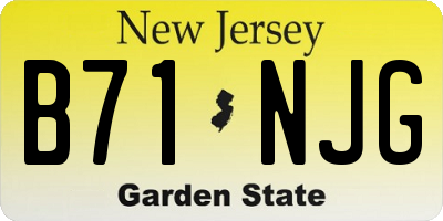 NJ license plate B71NJG