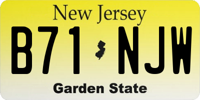 NJ license plate B71NJW