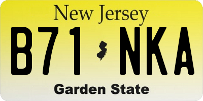 NJ license plate B71NKA