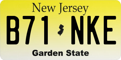 NJ license plate B71NKE