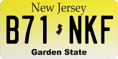 NJ license plate B71NKF