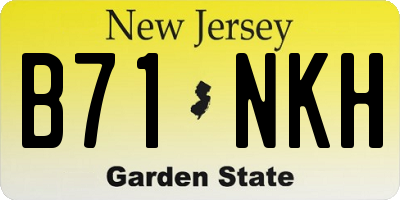 NJ license plate B71NKH