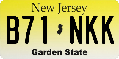 NJ license plate B71NKK