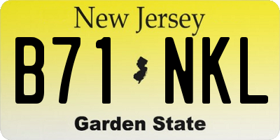 NJ license plate B71NKL