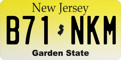 NJ license plate B71NKM
