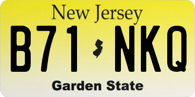 NJ license plate B71NKQ