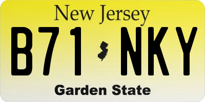 NJ license plate B71NKY
