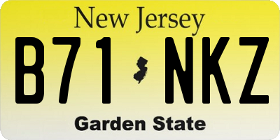 NJ license plate B71NKZ