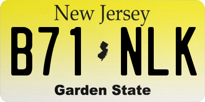 NJ license plate B71NLK
