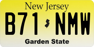 NJ license plate B71NMW