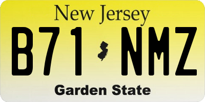 NJ license plate B71NMZ