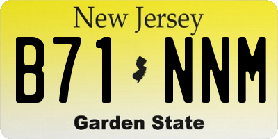 NJ license plate B71NNM