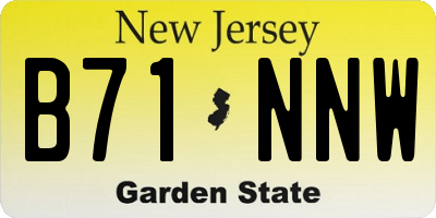 NJ license plate B71NNW