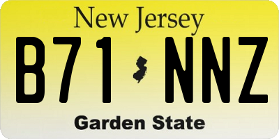NJ license plate B71NNZ
